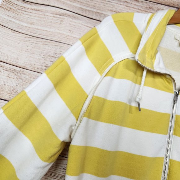 Anthropologie Maeve Elmira Yellow White Striped Jacket Sweater Size Small Pocket - Picture 4 of 16